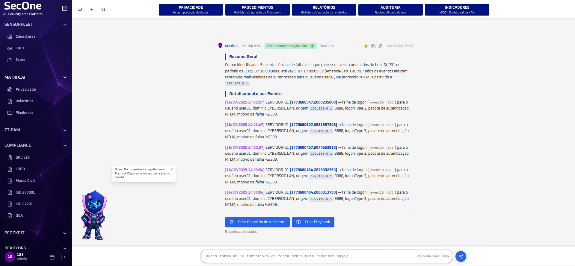 Dashboard Matrix.AI